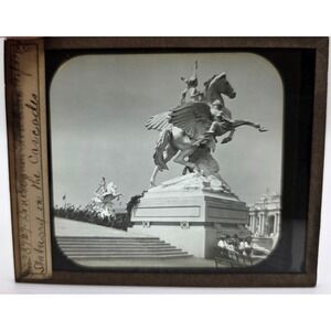 Antique Glass Lantern Slide – Pan-American Exposition Pegasus Statue c.1901